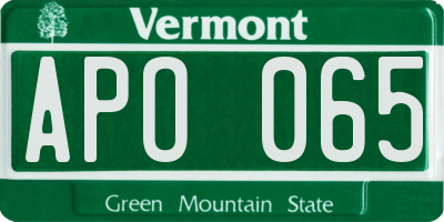 VT license plate APO065