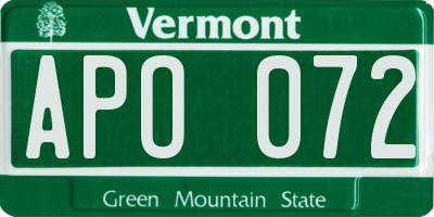 VT license plate APO072