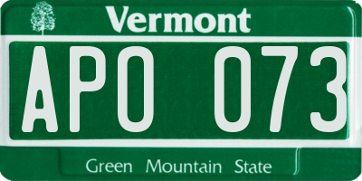 VT license plate APO073