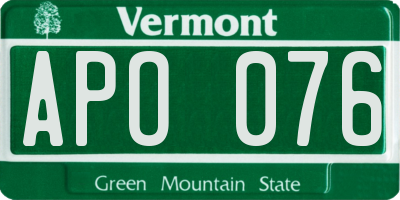 VT license plate APO076