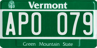 VT license plate APO079