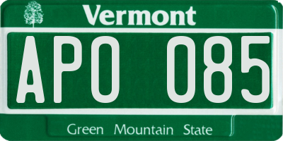 VT license plate APO085