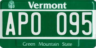 VT license plate APO095