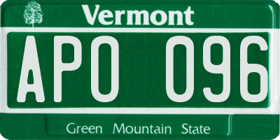 VT license plate APO096