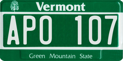 VT license plate APO107