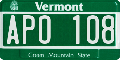 VT license plate APO108