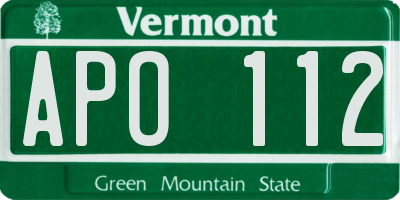 VT license plate APO112