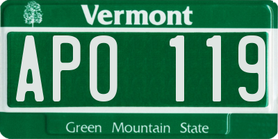 VT license plate APO119