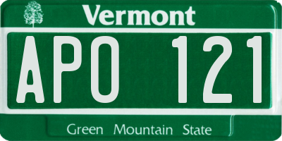 VT license plate APO121