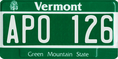 VT license plate APO126