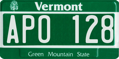 VT license plate APO128