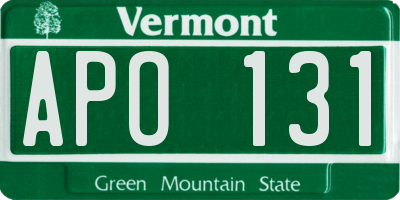 VT license plate APO131