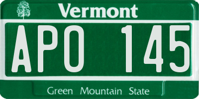 VT license plate APO145