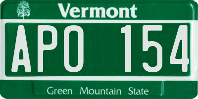 VT license plate APO154