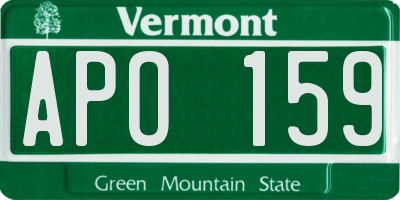 VT license plate APO159