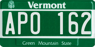 VT license plate APO162