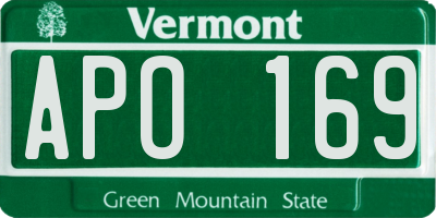 VT license plate APO169