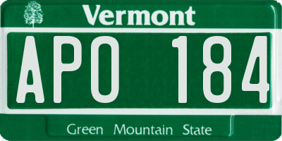 VT license plate APO184