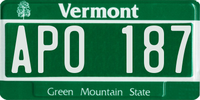 VT license plate APO187