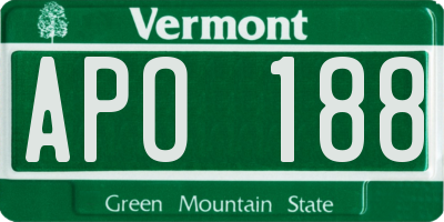 VT license plate APO188