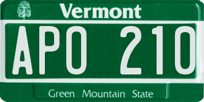 VT license plate APO210