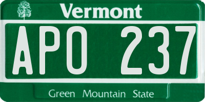 VT license plate APO237