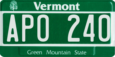 VT license plate APO240