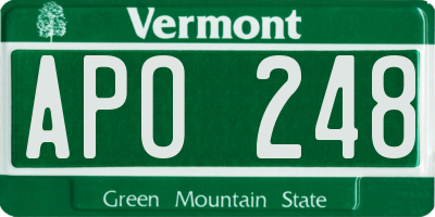 VT license plate APO248