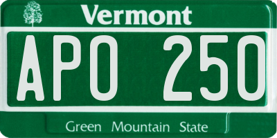 VT license plate APO250