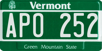 VT license plate APO252