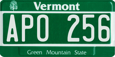 VT license plate APO256