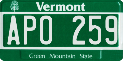 VT license plate APO259