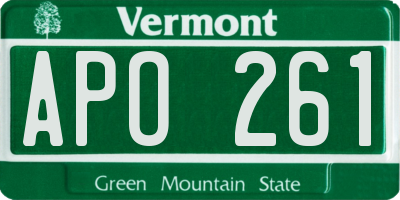 VT license plate APO261