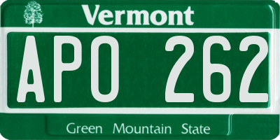 VT license plate APO262
