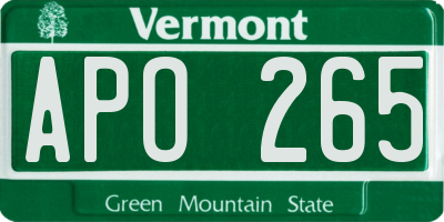 VT license plate APO265