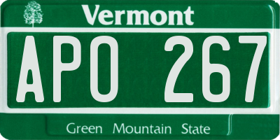 VT license plate APO267