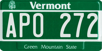 VT license plate APO272