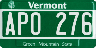 VT license plate APO276