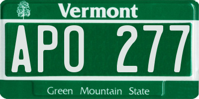 VT license plate APO277