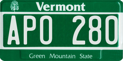 VT license plate APO280