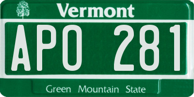VT license plate APO281