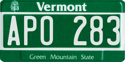 VT license plate APO283
