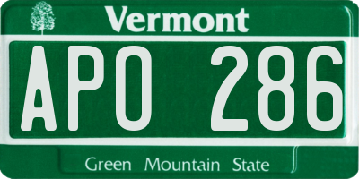 VT license plate APO286