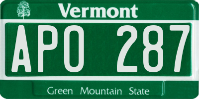 VT license plate APO287