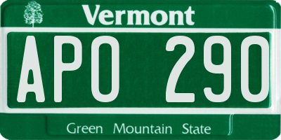 VT license plate APO290