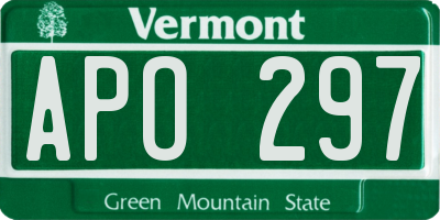 VT license plate APO297