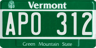 VT license plate APO312