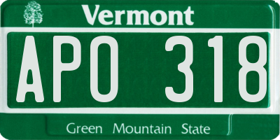 VT license plate APO318