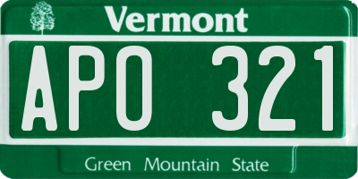 VT license plate APO321