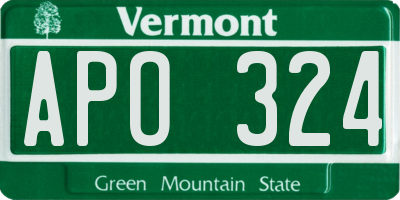 VT license plate APO324